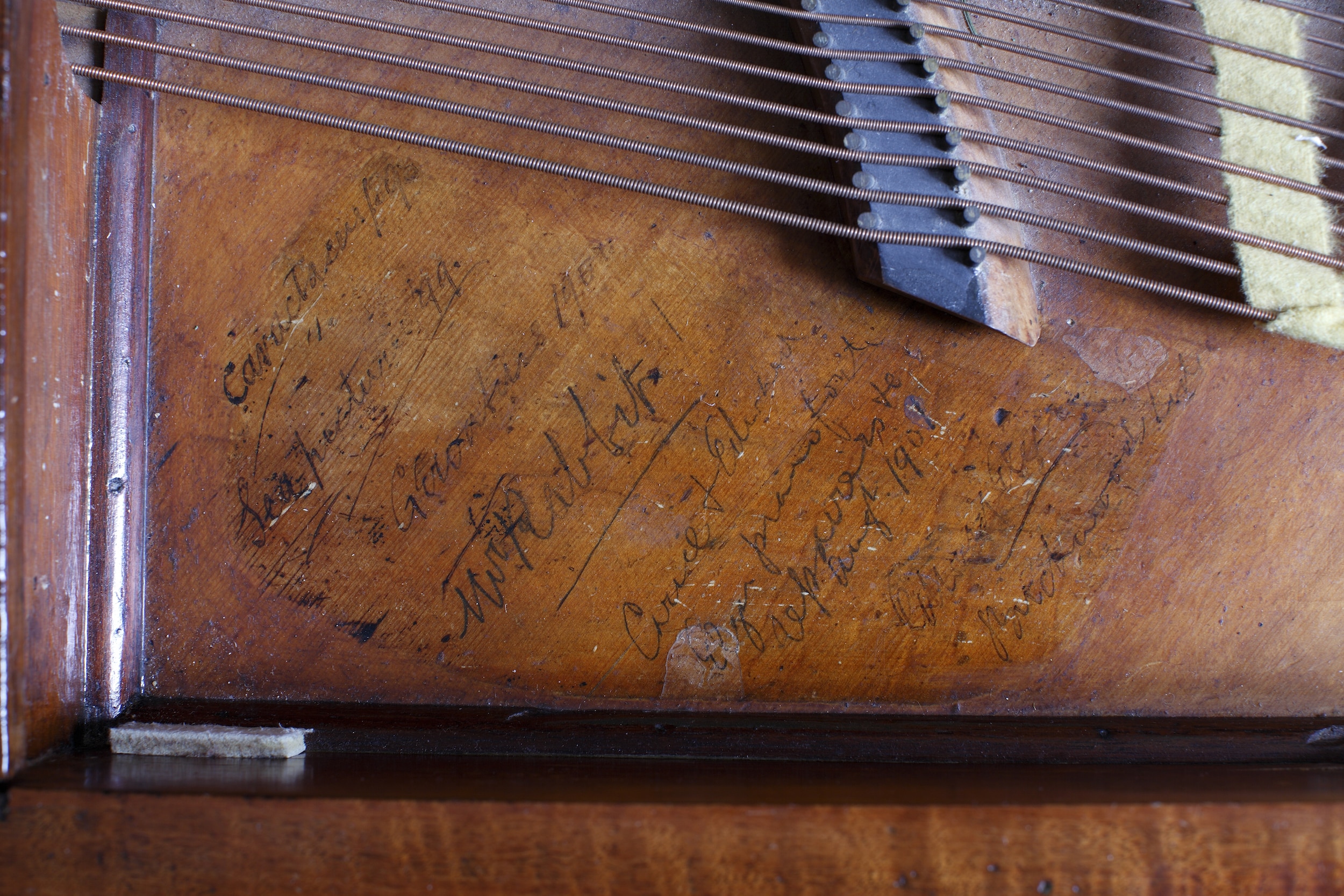 Elgar's square piano by John Broadwood and Sons, inscription
