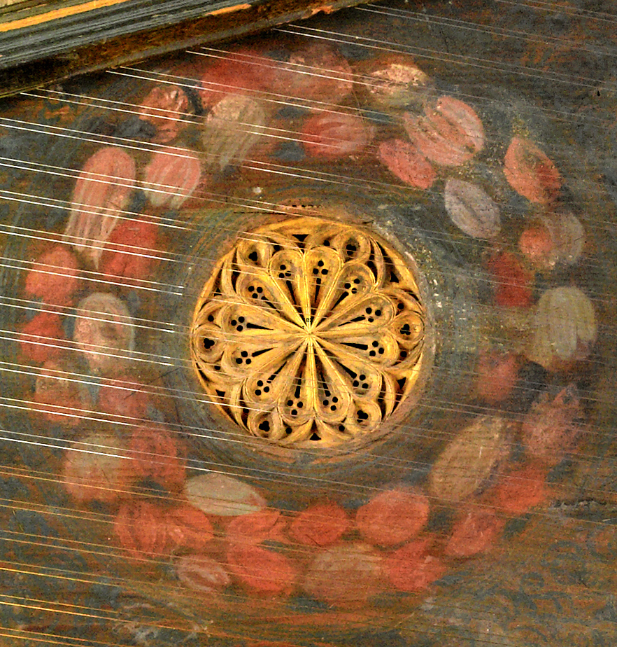 King Charles II virginals, detail of the rose